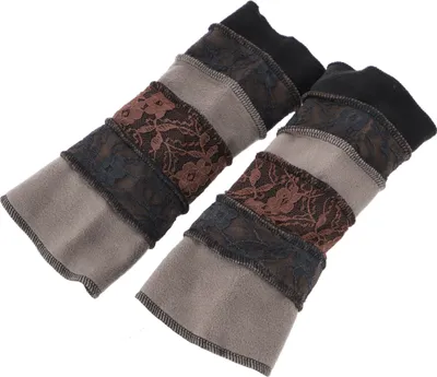 Produktbild von Elfen Handstulpen, Boho Pulswärmer - Schwarz/grau, Uni, Polyester, 27*11 cm, Handschuhe & Handstulpen