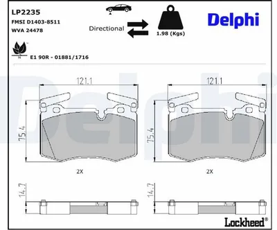 Produktbild von DELPHI Bremsbeläge Satz Vorne Bremsklötze für MINI Schrägheck (R56) LP2235