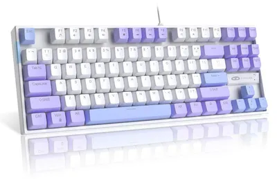 Produktbild von 80% Mechanische Gaming Tastatur mit Red Switches, 87 Tasten USB Keyboard mit LED Beleuchtung, kabelgebunden lilac