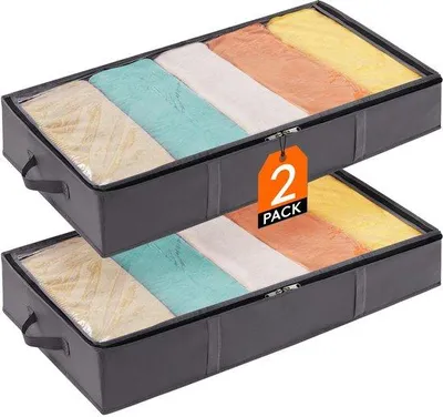 Produktbild von Famanu Aufbewahrungsbox unter dem Bett - Faltbare Kleideraufbewahrungstasche - 65L, 2 Stück