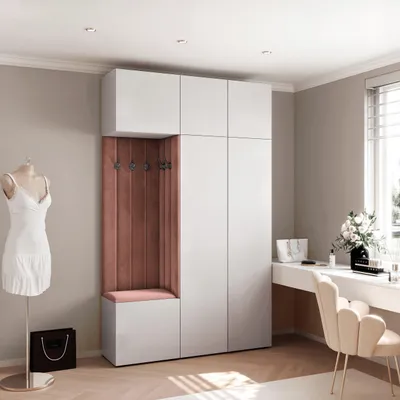 Produktbild von Garderobe ARIA 7 146 cm Weiß Gepolstert Rost Soft-Close Push-to-Open