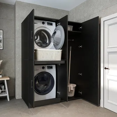 Immagine prodotto di Roomart DORA-I Mobile da appoggio per lavatrice, larghezza 130 cm, nero-rovere