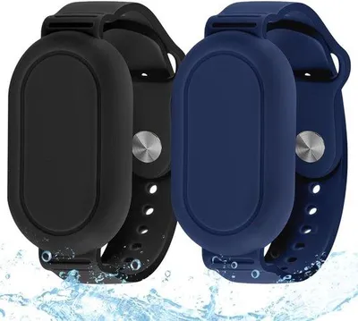 Productafbeelding van 2 waterdichte siliconen armbandhouders voor de Samsung Galaxy SmartTag 2, bieden volledige bescherming, geschikt voor kinderen en ouderen, duurzaam en schokbestendig