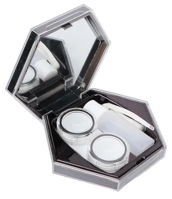 Produktbild von Tragbares Kontaktlinsen-Set mit Pinzette, Entfernerstäbchen, Lösungsflasche und Reiseetui