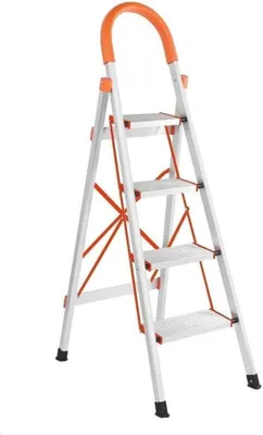 Immagine prodotto di Scala pieghevole in alluminio - Scala domestica pieghevole - Sicurezza per lavori domestici - Gradini antiscivolo - 4 gradini - Alluminio