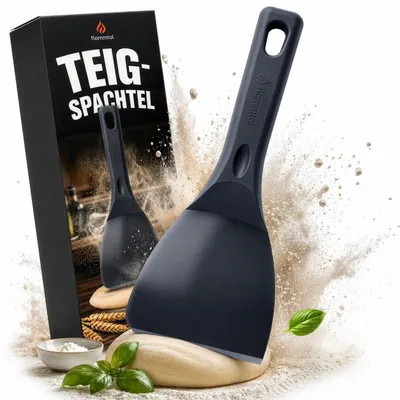 Produktbild von Flexibler Teigspachtel Pizza mit Antihaftbeschichtung 10 cm - Spülmaschinengeeigneter Pizza Spachtel - Lebensmittelechter & Hygienischer Pizzaspachtel