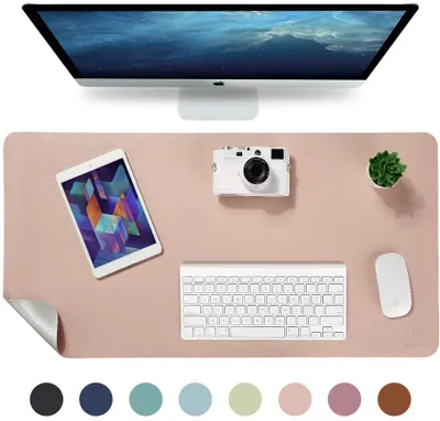 Produktbild von Tischunterlage,Schreibtischunterlage,70*35cm Kunstleder Tischunterlage,Laptop Tischunterlage,doppelseitig (Rosa / Silber)