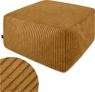 Produktbild von Domarex Sitzpouf 45x45x25 cm, Polsterstoff, rutschfest, modern, geeignet als Sitzgelegenheit oder Fußhocker, Wohnzimmer, Schlafzimmer, Honigfarbe