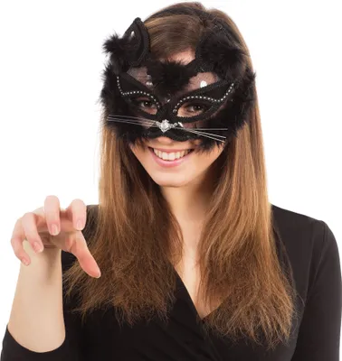 Produktbild von Bristol Novelty Uni Katzenmaske für Erwachsene BN1394 (Einheitsgröße) (Schwarz)