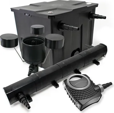 Produktbild von Wiltec Komplettset: CBF-350 Teichfilter bis 12000 L Teichfilteranlage als Durchlauffilter, NEO10000 Teichpumpe 10000l/h 80W, CUV-272 Teichklärer UVC Klärer mit 72W, CSP-250 Schwimmskimmer 2500l/h 45W