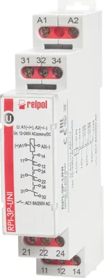 Zdjęcie produktu dla Przekaźnik instalacyjny - 12V do 240V AC/DC 8A 3 zestyki przełączne Przekaźnik przełączny na szynę RPI-3P-UNI