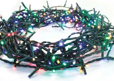 Productafbeelding van ACA 700 LED-lichtketting (elk LED-lampje 5 cm), multicolor, 220–240 V, met 8 programma's, IP44, 35 meter, groene kabel, artikelnummer X08700312