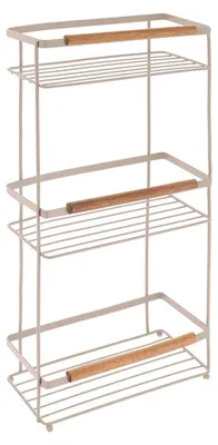 Produktbild von Rechteckiges regal aus metall mit 3 ebenen im akaziendekor - beige - Tendance