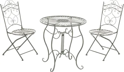 Produktbild von Outdoor Sitzgruppe FUVER - Metall Grün 40x50x92 cm | Gartenmöbelset 2 Personen Metall Vintage Balkonmöbel Set Bistrotisch Terrassenmöbelset Balkonset