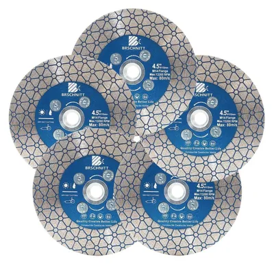 Immagine prodotto di Disco diamantato da 115 mm, bilaterale, per tagliare e smerigliare pietre naturali, marmo, piastrelle e granito (5 pezzi), attacco M14
