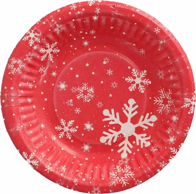 Produktbild von 250x Pappschalen rund tief "Winterzauber" Ø 19 cm x 3 cm rot