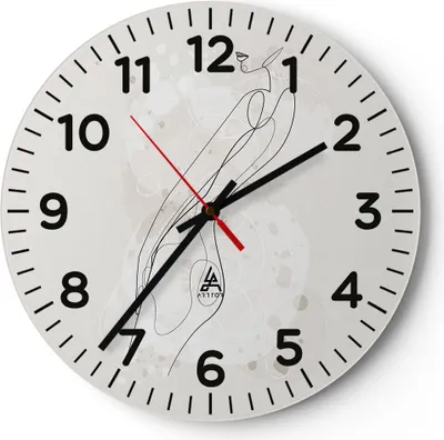 Produktbild von Wanduhr - Rund - Glasuhr - Minimalismus Körper Frauen - 40x40cm - Schleichendes Uhrwerk - Lautlos - zum Aufhängen bereit - Dekoration Modern - Wanddekoration aus Glas - C4AR40x40-4831