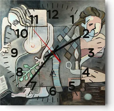 Produktbild von Wanduhr - Quadrat - Glasuhr - Abstraktion modern - 30x30cm - Schleichendes Uhrwerk - Lautlos - zum Aufhängen bereit - Dekoration Modern - Wanddekoration aus Glas - C4AC30x30-3740