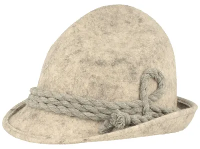 Schmaler Spitzkopf Trachtenhut mit Wollkordel von Hut-Breiter in grau