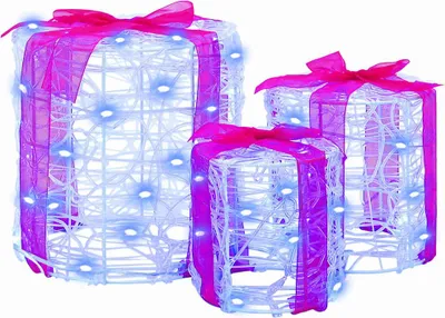 Zdjęcie produktu dla Dekoracja Pudełka Prezentowego 3 pcs Niebieski 20 x 20 x 21 cm
