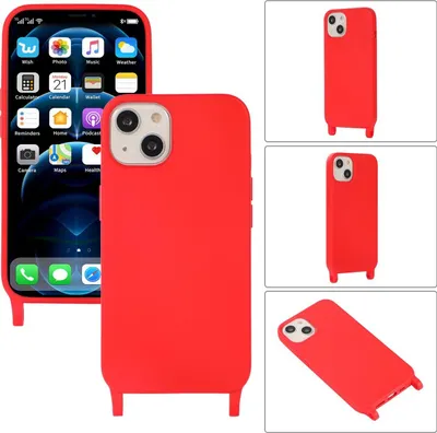 Produktbild von Mobigear Handylanyard für iPhone 14 Plus, Silikon-Handykette – Rot