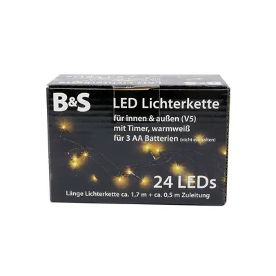 Obrázok produktu pre Rozprávkové svetlá 24 LED teplá biela s funkciou časovača v interiéri a exteriéri