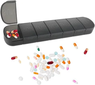 Produktbild von Famanu Pillendose 14 Tage, 2 x 7 Tage Tablettenbox, übersichtliche Fächer für Medikamente und Vitamine