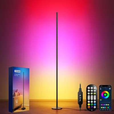 Zdjęcie produktu dla YICAIZI LED lampa stojąca RGBIC, 160 cm, inteligentna, z pilotem