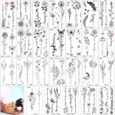 Produktbild von Temporäre Tätowierungen 26 Stück - Blumen- und Schmetterlingsdesign