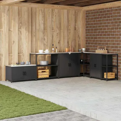 Produktbild von Möbel Küchenlageregal mit Regal mit Speicher Schwarz 60 x 50 x 92 cm Stahl - Küchenschränke 874954