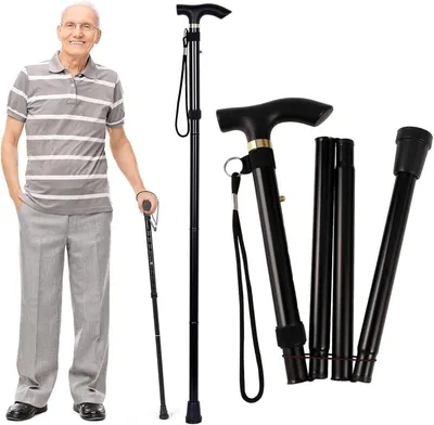 Obrázok produktu pre Skladacia Palica, Skladateľná, Výškovo Nastaviteľná 84-93 cm, Protišmyková Rukoväť, Ľahký Hliník