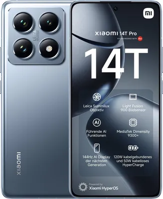Image de Xiaomi 14T Pro | Bleu Titan | 6.67 " | OLED | 1220 x 2712 pixels | Mediatek | Dimensity 9300+ (4 nm) | RAM interne 12 GB | 512 GB | Dual SIM | 5G | Résolution de la caméra principale 50+50+12 M