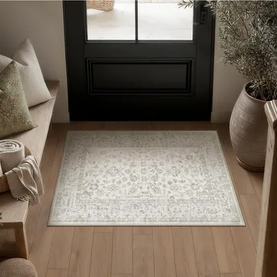 Immagine prodotto di Tappetino per interni, 60x90 cm, grigio, pelo corto in microfibra, antiscivolo, lavabile