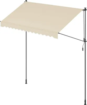 Produktbild von Famanu Terrassenmarkise mit Kurbel - Beigefarbene Markise - Einziehbarer Schutz - 300 cm x 120 cm x 300 cm