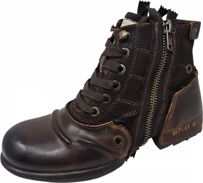 A single brown boot is shown against a white background.