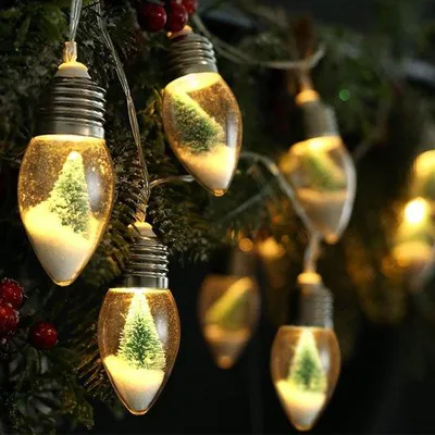Productafbeelding van LED kerstverlichting, 10 stuks, 2 meter, batterij, lichtslang voor binnen - decoratie voor kerstboom, balkon, etc