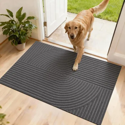 Image de Tapis de sol gris, dimensions 60 x 90 cm - Antidérapant et lavable