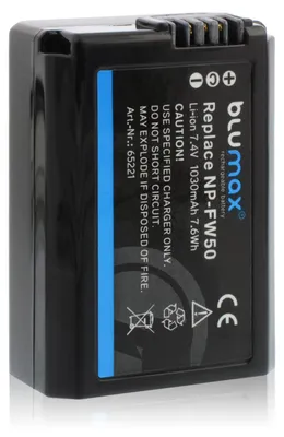 Produktbild von 2x Blumax Akku | für Sony NP-FW50 Digitalkamera | Kapazität 1030mAh  |Spannung 7,4Volt | Video- und  Kamerazubehör