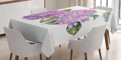 Obrázek produktu pro ABAKUHAUS Květinový ubrus s motivem hmyzu, akvarelová ilustrace listů hortenzie a motýlů, 140 x 170 cm, pávově zelený, vícebarevný