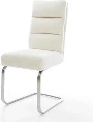 Produktbild von DELIFE Freischwinger Pela-Flex Bouclé Soft Beige Freischwinger flach Edelstahl Taschenfederkern