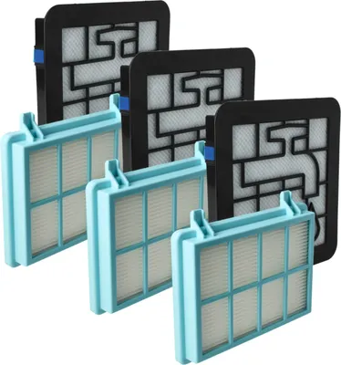 Produktbild von vhbw 9-tlg. Filter-Set kompatibel mit Philips PowerPro Compact FC9330/09 Staubsauger - 3x HEPA-Filter, 3x Motorschutz-Filter, 3x Schaum-Filter