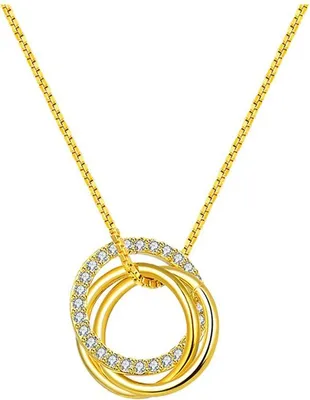 Produktbild von Infinity Grace – 925 Silber Halskette mit Kreisanhänger & Zirkonia – Vergoldet