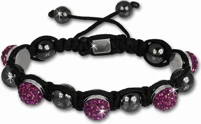 Produktbild von Shamballa Armband original Sterlinx mit 5 lila Glitzerkugeln SHS51V