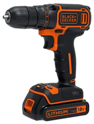 Image de BLACK+DECKER Perceuse sans fil 18V - 1 Vitesse - 0-650 trs/min - 30 Nm - 2 Batteries 1,5 Ah, 1 Chargeur, 1 Coffret BDCDC18K1B-QW
