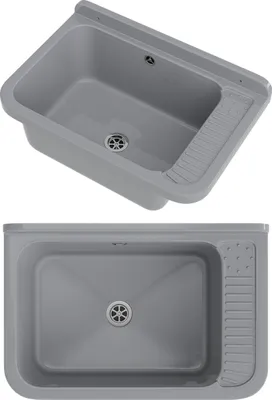 Produktbild von Granitan | Wirtschaftsspüle Negra - 58,4 x 38 cm - Grau - Robust - Chemikalienbeständig - Mit Syphon