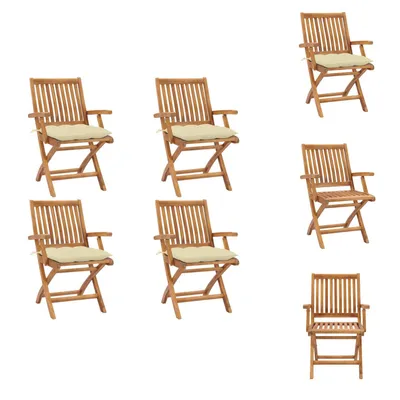 Immagine prodotto di vidaXL Sedie da giardino pieghevoli con cuscini 4 pz. Legno massiccio teak - sedie da giardino