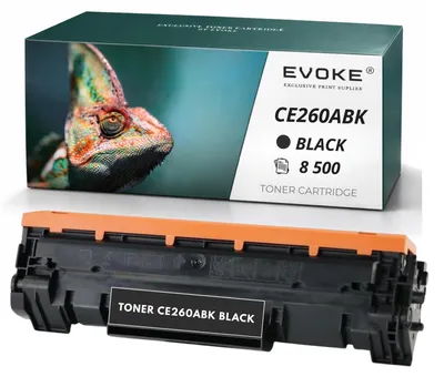 Produktbild von Evoke Toner-Kompatibilpatrone für HP-Drucker 647A CE260A, Schwarz, 8.500 Seiten, kompatibel mit CP4025, CP4525 und CM4540