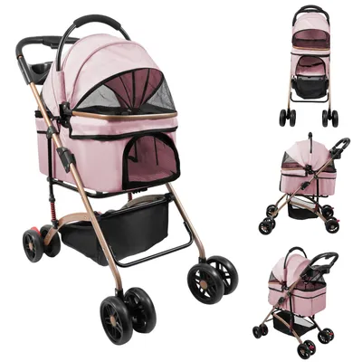 Produktbild von Klappbar Hundewagen 2 in 1 Hundebuggy Bis 20kg,Pet Stroller Hundebuggy Haustierwagen Oxford,Hundebox Transporttasche für Hunde und Katzen 96x70x48cm