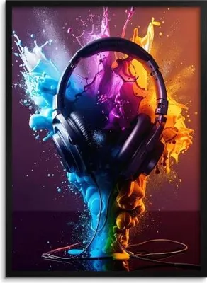 Produktbild von Bild Jugendposter im Rahmen Kopfhörer Musik für Teenager 50x70