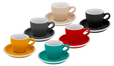 Obrázek produktu pro Set 6 ks - Presso šálek s podšálkem Roma, 75 ml, mix barev